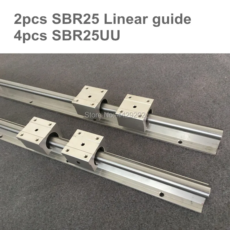 25 мм линейный рельс SBR25 200 300 350 2 шт. и 4 SBR25UU блоки линейных подшипников для частей cnc
