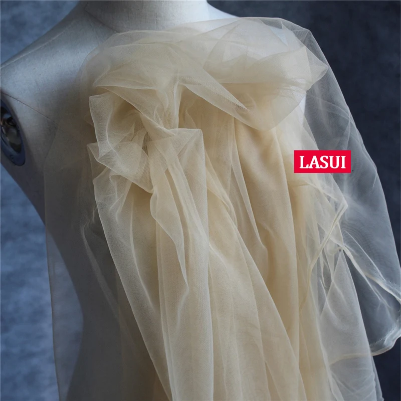 LASUI 3m/1lot width1.65m flash pearlescen transparent Wedding gauze dress fabric Micro elasticity Encrypted soft mesh lace F0022 | Дом и сад