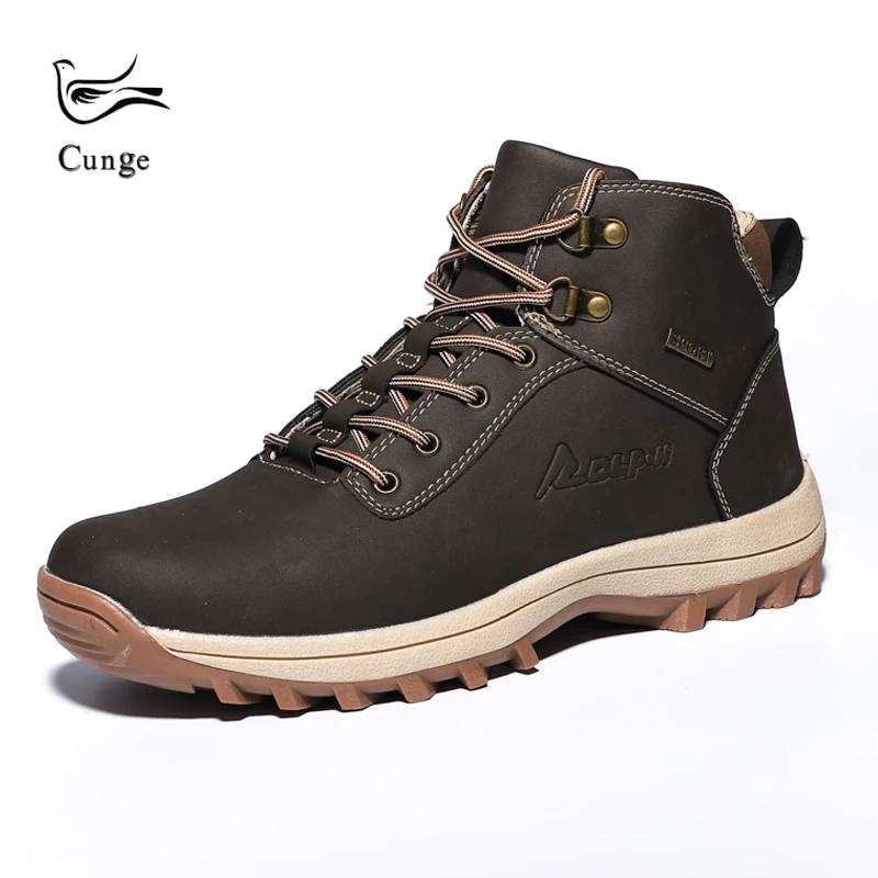 Мужские уличные походные туфли на лодыжке нескользящая теплая зимняя обувь