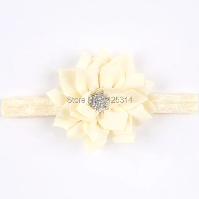 12 шт. Детская повязка на голову с цветком двойной листьями лотоса Стразы детский