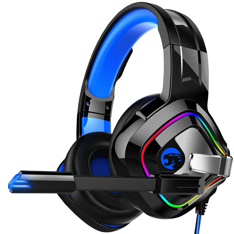Игровая гарнитура, Гарнитура Xbox One с шумоподавлением и RGB светильник, Накладные наушники для ПК, PS4, Xbox One, ноутбука - Цвет: black blue