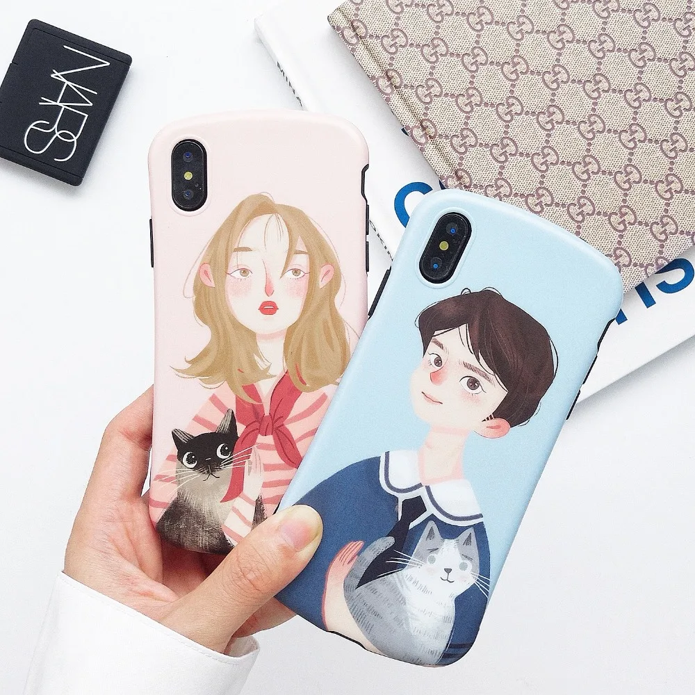 New Lovely Couples Pattern Phone Case For iPhone X XR XS Max Cases 7 8 6 6s Plus Soft Silicon Glossy Back Cover |