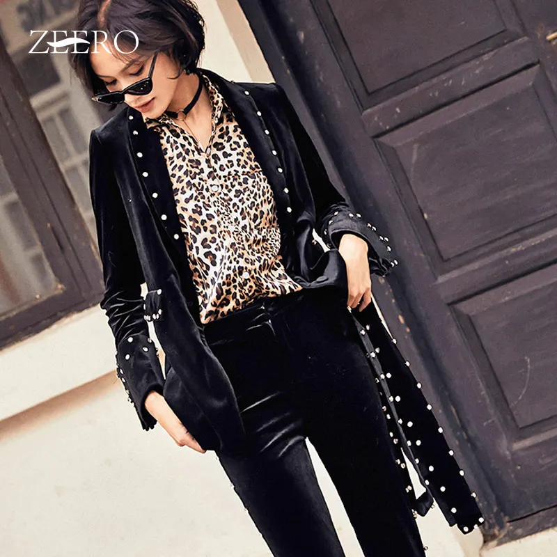 Роскошный подиумный Женский комплект из 2 предметов Осень-зима 2018 бархатная