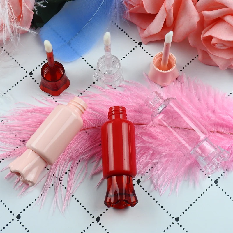 

10/20/30pcs 8ml Clear/Pink/Red candy PP Empty Lipstick Tube Lip Balm Bottles Lip Gloss Container With Brush clear Lid
