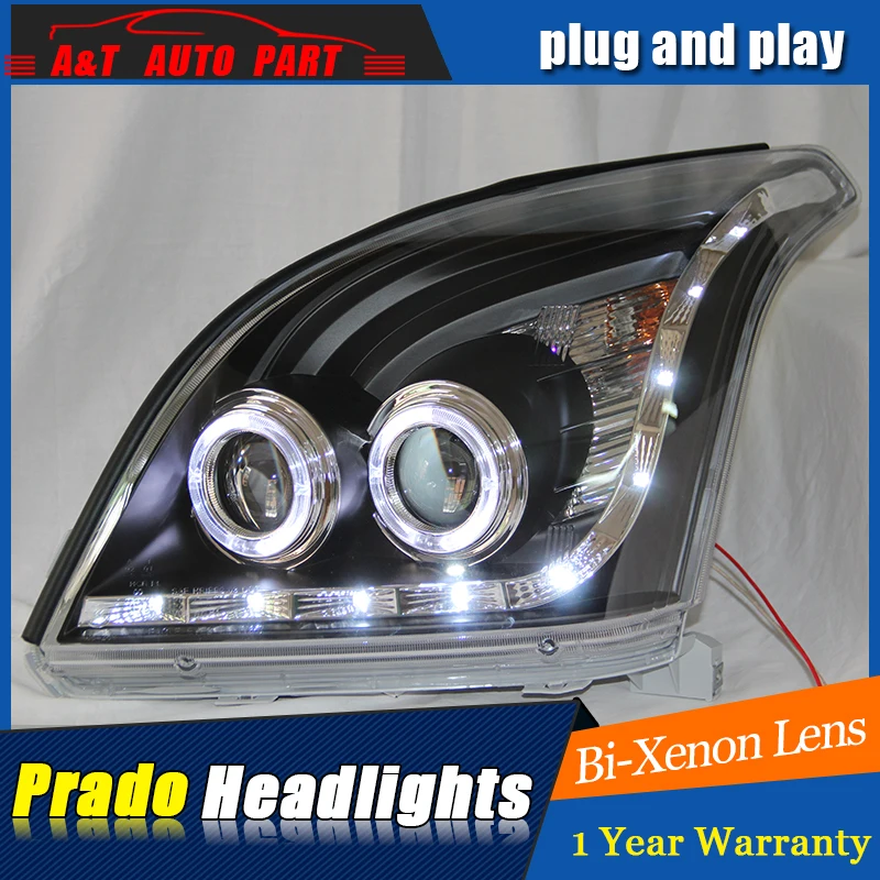 Автостайлинг фары для toyota PRADO 2003-2009 светодиодный ная передняя фара Angel eye DRL