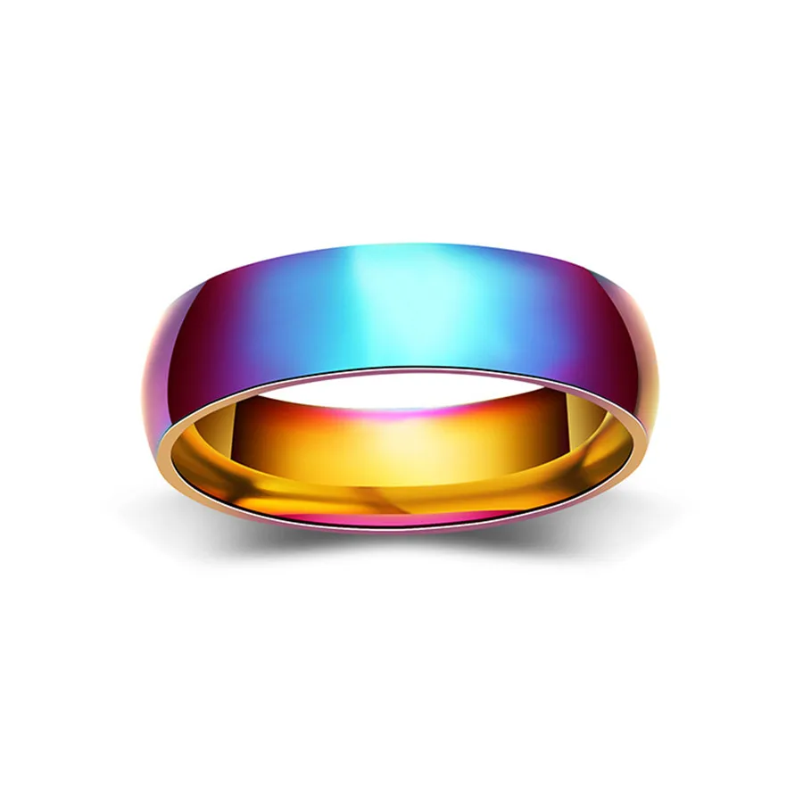 316L Stainless Steel Multicolor Rings Dull Polish Circle Anniversary Sale Ring Wedding Rainbow Party Anillos Mujer | Украшения и