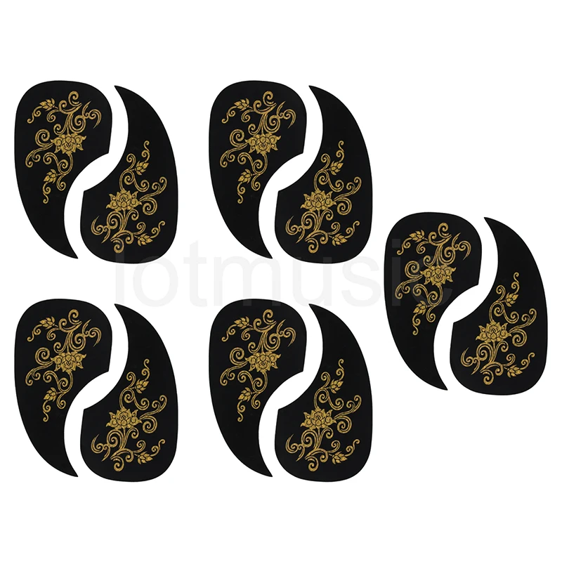 

Acoustic Guitar Pickguard Scratch Plate Soft Self Stick Comma Shaped Shell Black Parts Pack of 10