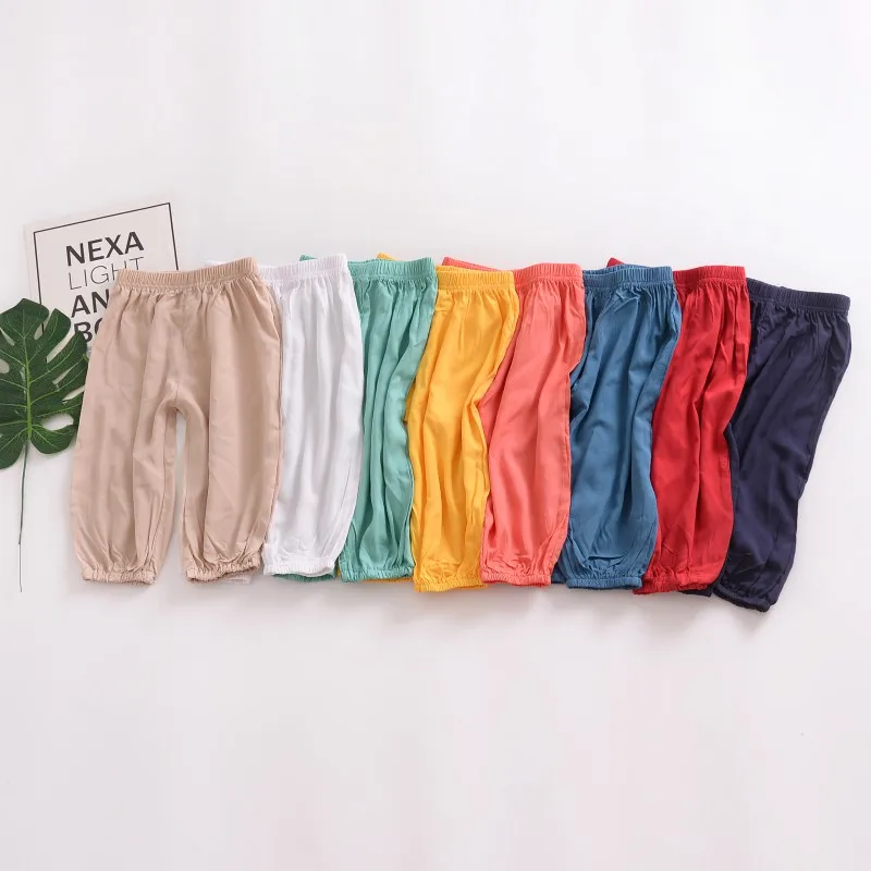 Летняя детская одежда однотонные свободные со средней талией тонкие хлопковые и