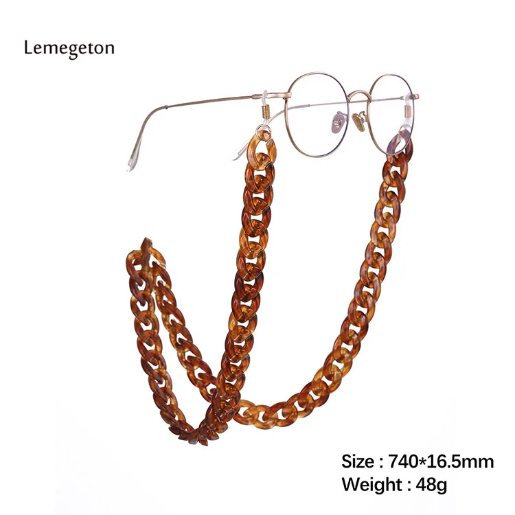Lemegeton Модные женские цепочки для очков акриловые солнечные очки с цепочкой и большими очками для чтения подвесной ремешок на шею