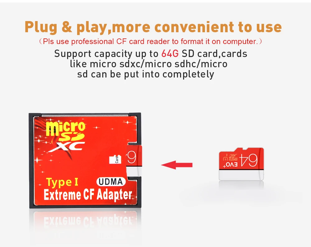 TISHRIC Micro SD TF адаптер CF карта для MicroSD/HC для компактной вспышки тип I считыватель карт памяти конвертер для камеры