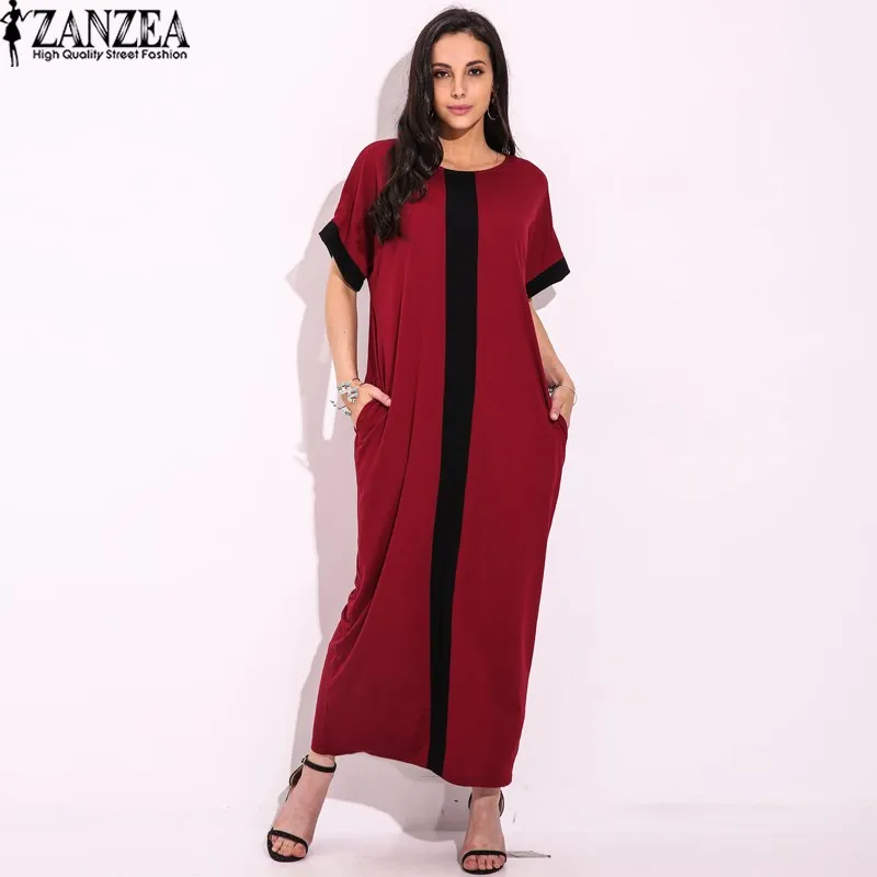 Vestido 2019 ZANZEA для женщин Повседневное летние более размеры d Плюс сращивания панель