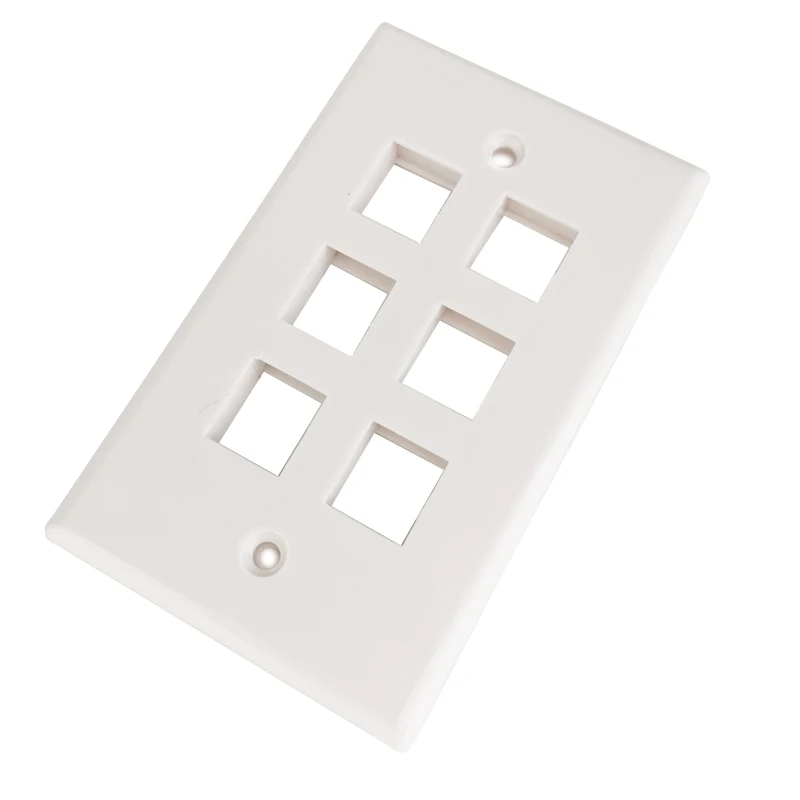 Fit For 6 Keystones Настенная розетка американского типа, Лицевая панель для 1 2 3 4 6 Keystone Jack Socket 114x70 мм, панель с белой рамкой - Цвет: Fit For 6 Keystones