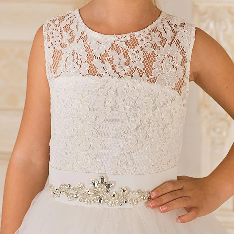 Vnaix F5013 Free Shipping Ball Gown First Communion Dress 2016 White Tulle With Lace Princess Flower Girls Dresses | Свадьбы и