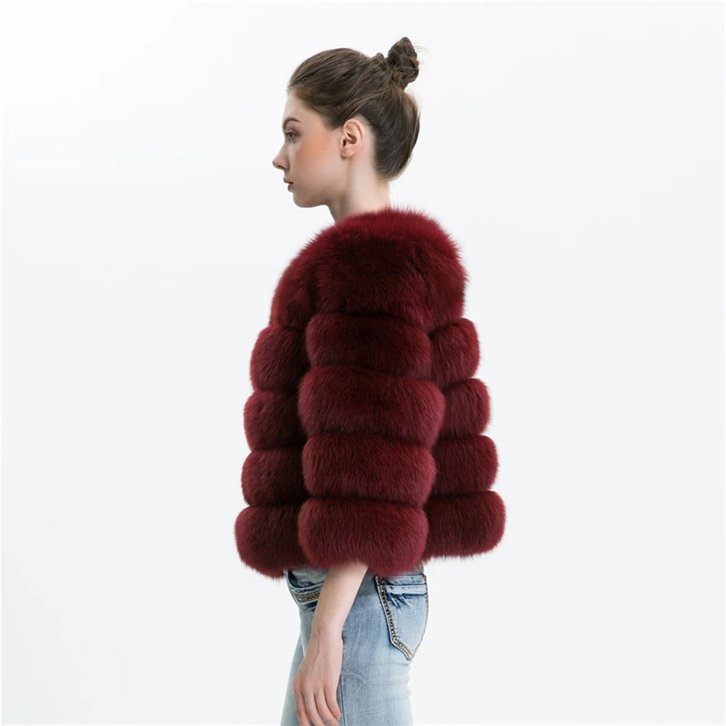 Real Fox Fur Coat Slim Women'S Winter Natural Fur Coat Single-Breasted Leather Coat Short Fox Fur Fashion Warm Winter Jacket04