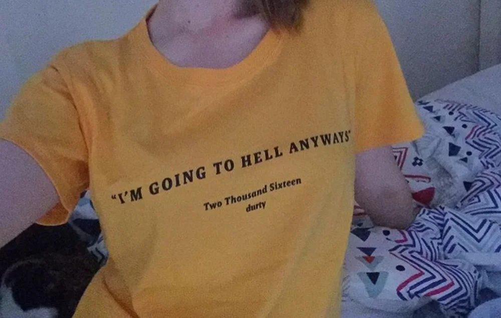 Я собираюсь to hell в любом случае футболка модная желтая хлопковая рубашка 90s