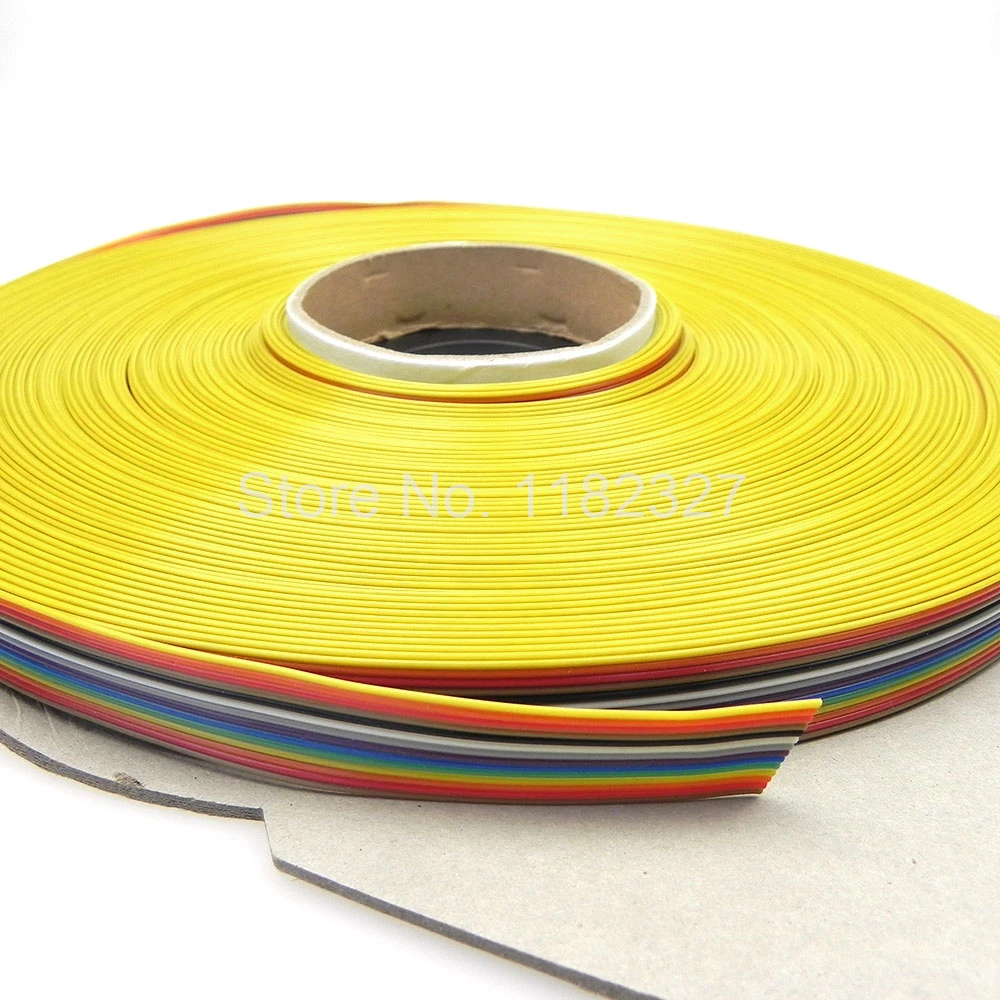 

(50 meters/lot) Flat cable 1.0mm Spacing 14 WAY Flat Color Rainbow Ribbon Cable Wire Stranded Conductor 50 meters long