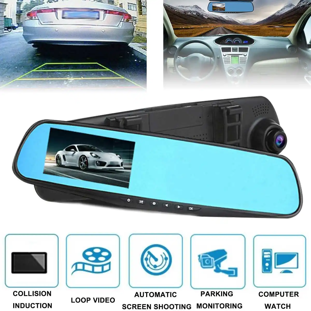 Cncool 4 0 дюймов Full HD Автомобильный зеркало заднего вида видеорегистратор Цифровой
