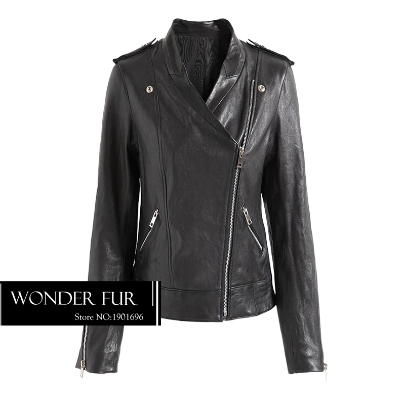 Минималистичный стиль женская Флокированная кожаная куртка с аппликацией в виде