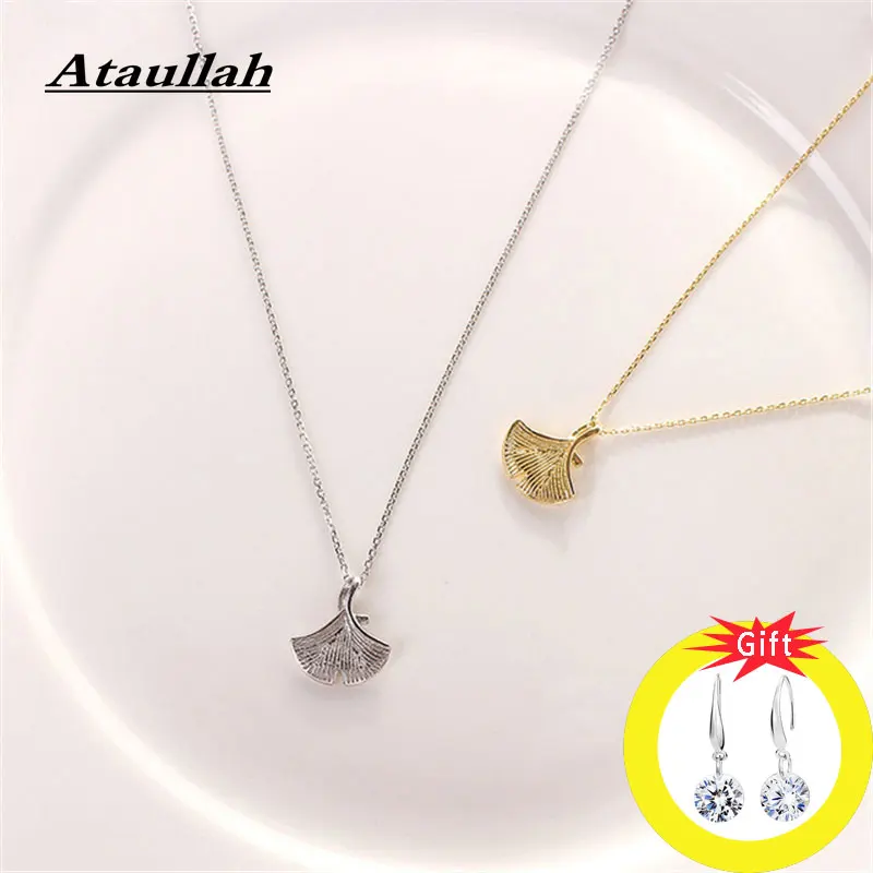 

Ataullah Bright 925 Sterling Silver Ginkgo Biloba Necklace Choker High Quality Necklaces Pendant Jewelry Women Gift NW003NS2