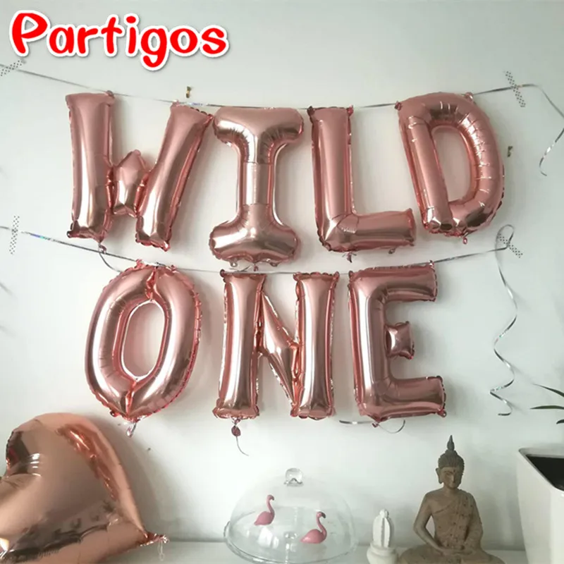 16 &quotи надписью WILD ONE Фольга шар лиса шары на день рождения украшения дети