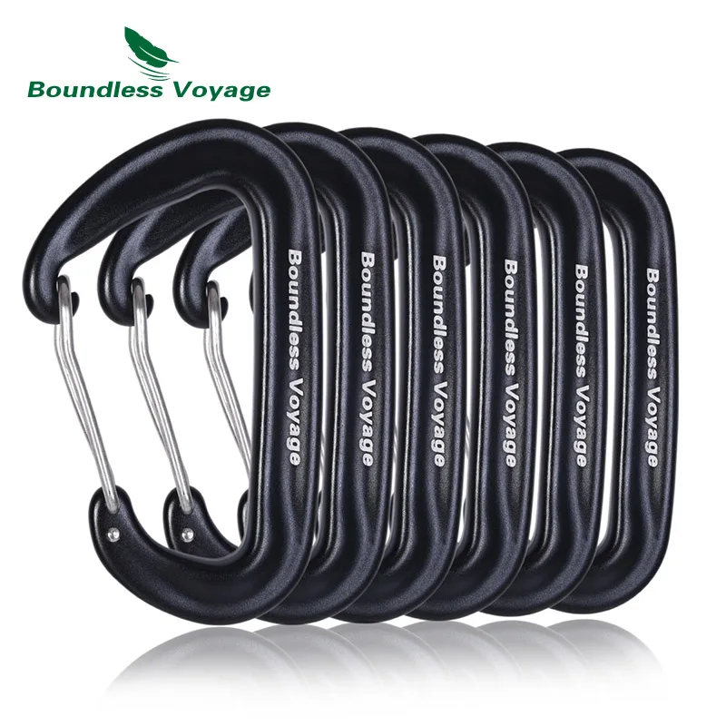 Black- 6 pcs Безграничные вояжи карабины 12KN алюминиевые карабины из сплава сверхмощные зажимы Блокировка Сильный крюк для гамаков Пешие прогулки альпинизмом - Цвет: Black- 6 pcs