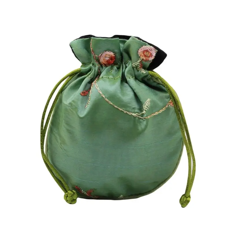 Light green 1 шт. традиционная шелковая дорожная сумка, Классическая китайская вышивка, упаковка для ювелирных изделий, сумка-Органайзер, сумки - Цвет: Light green
