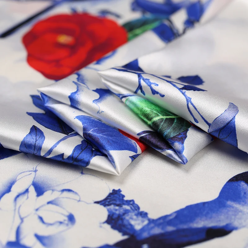 2017 latest high-end digital printing silk fabric soft stretch satin for dress wholesale cloth | Дом и сад