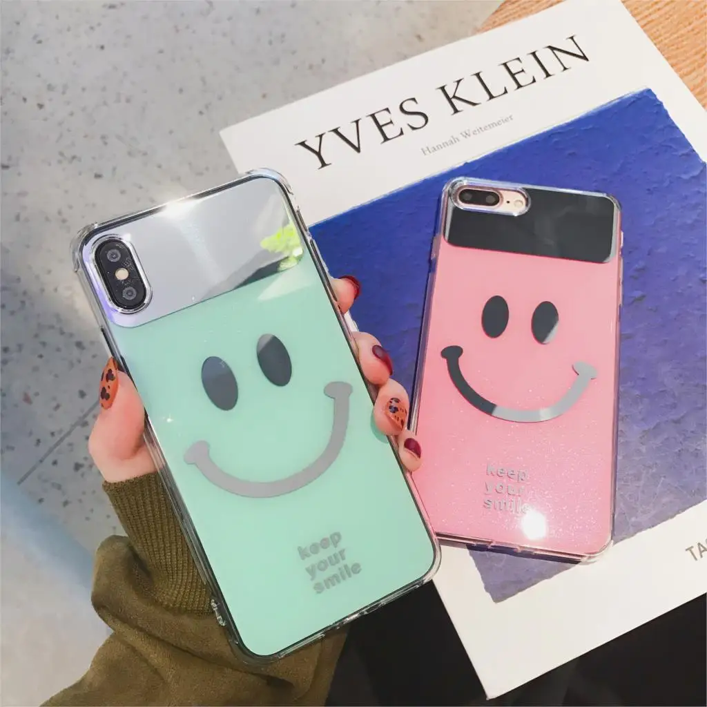Зеркальный смайлик Funda iphone 7 Чехол imd чехол для телефона 6 S 8 Plus X Xr XS максимальный