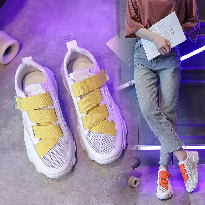 

Быстрая доставка; женская повседневная обувь; модная дышащая прогулочная обувь из сетчатого материала; обувь на плоской подошве со шнуровк...