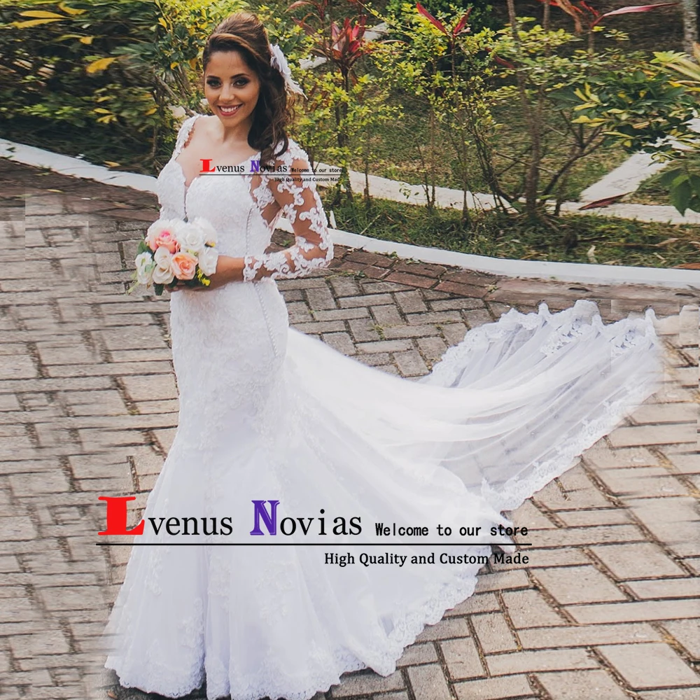 Vestido casamento сексуальное Бохо с открытой спиной длинным рукавом Русалка Свадебные