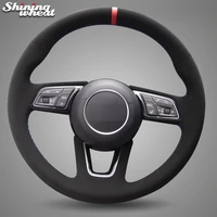 shining wheat black suede steering wheel cover for audi a1 8x sportback a3 8v a4 b9 avant a5 f5 q2