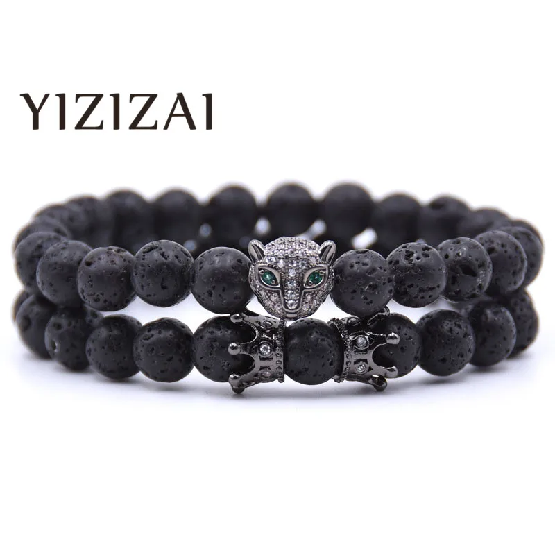 YIZIZAI 2 шт./компл. трендовые леопардовые мужские браслеты с подвесками из