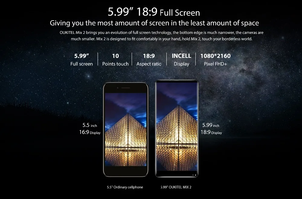 OUKITEL MIX 2 5 99 дюйм(ов) 4080 мАч 18:9 полный Экран 4G LTE отпечатков пальцев Смартфон 6 ГБ