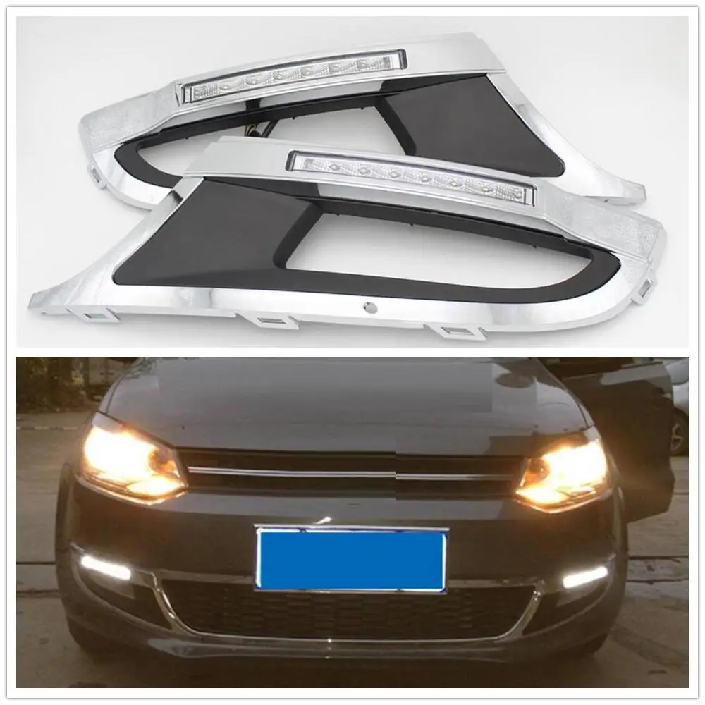 2 шт. x для VW Polo 6R 2009 2010 2011 2012 2013 2014 Автомобильный Стайлинг светодиодный DRL дневные