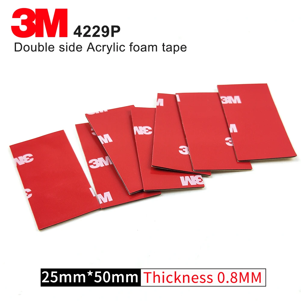 

Автомобильная двухсторонняя лента из акриловой пены, 3 м, 4229P, высокая клейкость, толщина 0,8 мм, 10 шт./лот, размер 25 мм х 50 мм