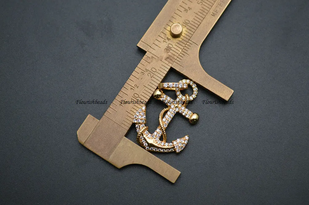 

Various Color Paved CZ Beads Metal Anchor Charms Fit Necklace or Bracelets Making 10pc Per Lot Jewelry Findings