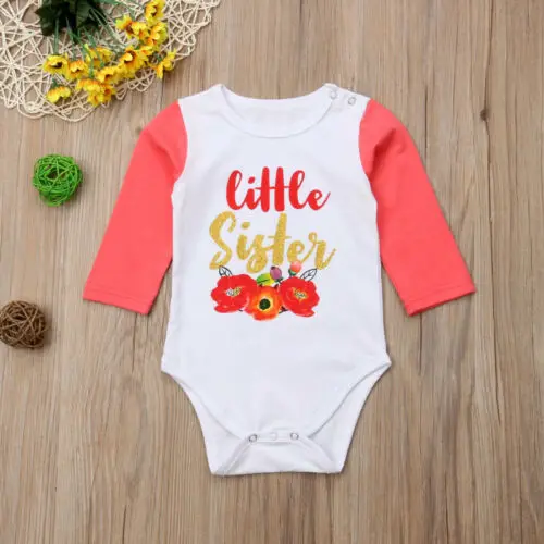 Infant Baby Little Sister Romper Big Tops Match Floral Clothes Lovely Outfits Newborn Girls | Мать и ребенок