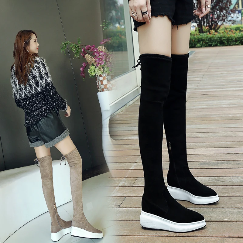 

ENMAYER Woman Over The Knee High boots Women Shoes Winter Boots Women Shoes Thigh high booty Kid Suede Fashion Boots Zip CR2040