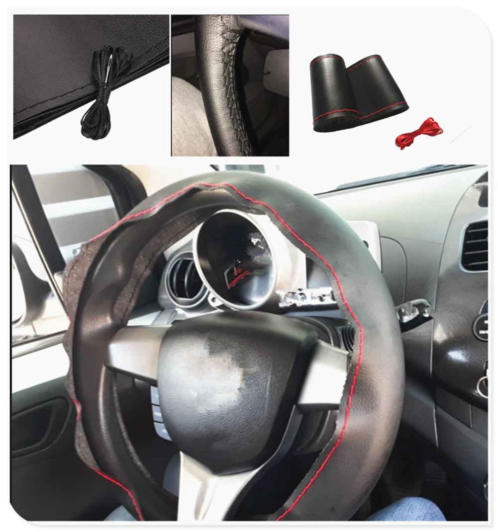 Автозапчасти оплетка рулевого колеса DIY38 см волоконное Ручное шитье для Jeep Liberty