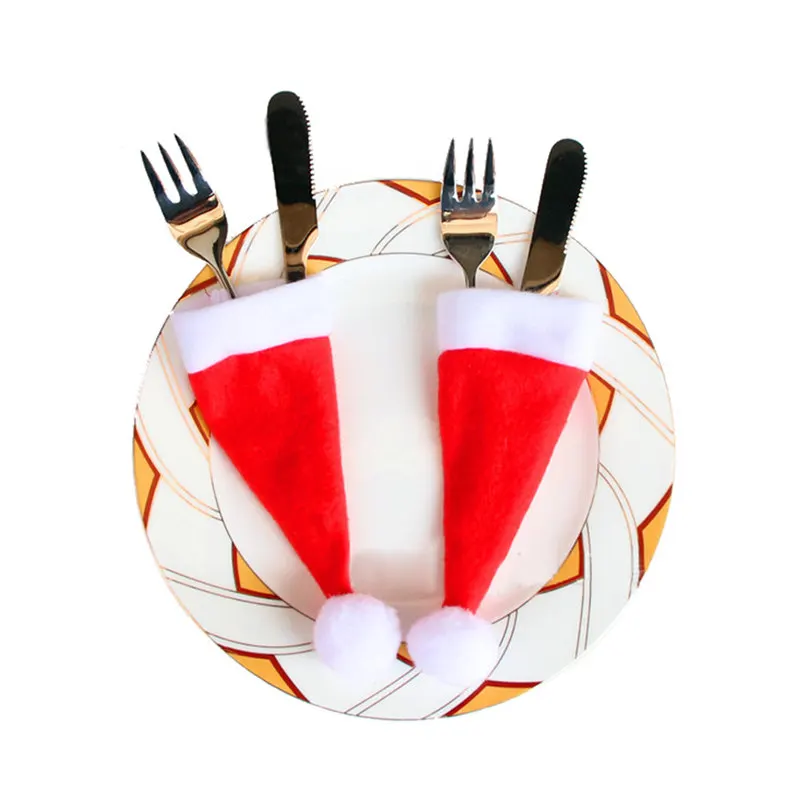 4 шт. рождественские украшения Санта Клаус Декор для ужина шляпа олень Рождество