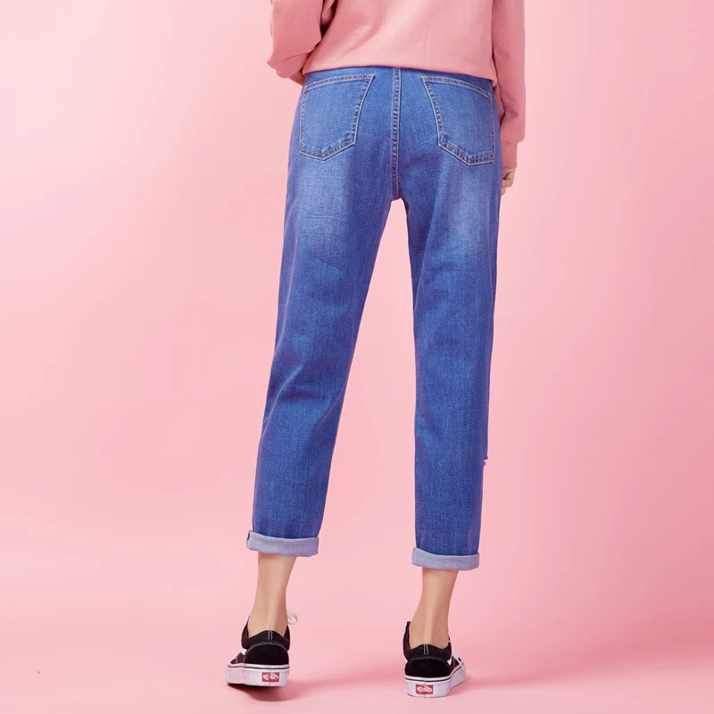 Женские джинсы-капельки LEIJIJEANS свободные брюки с высокой талией и эластичной