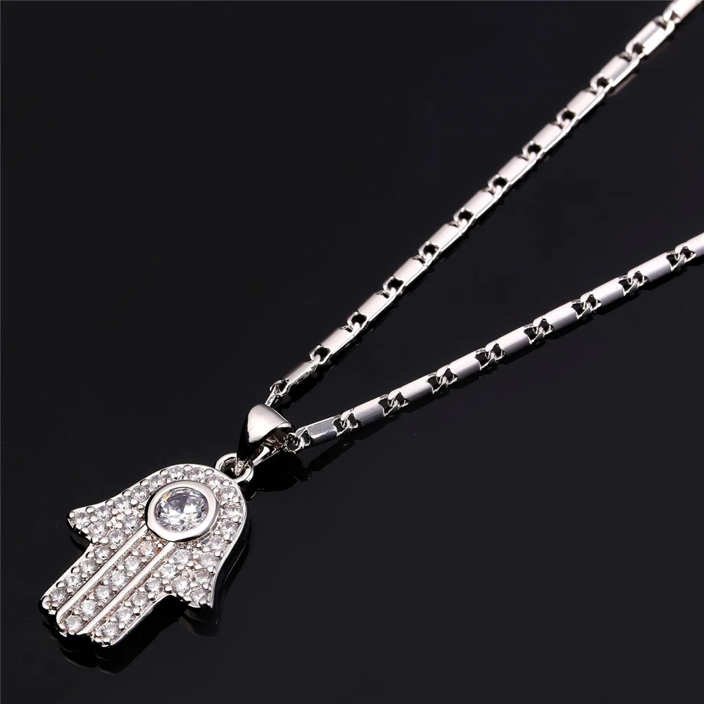 Женское/Мужское ожерелье Hamsa золотого цвета с кулоном из фианита Ювелирное