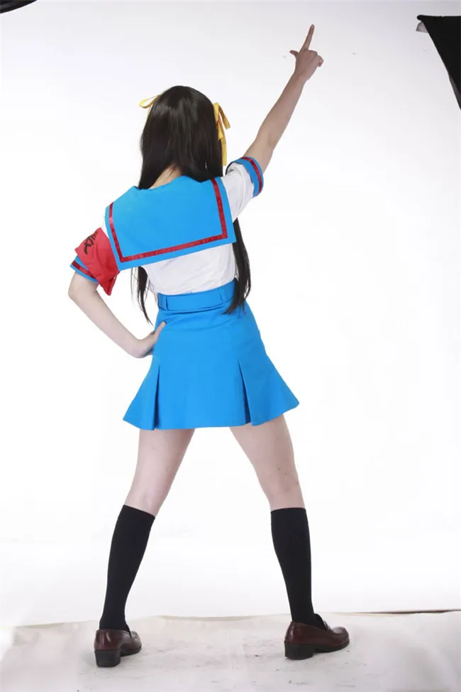 Костюм для Хэллоуина косплея школьной формы летнего сезона Судзумии Харухи улучшенной версии.