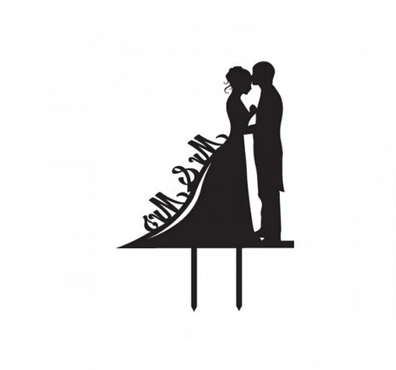 Черный акриловый Топпер для свадебного торта Mr & Mrs свадьбы Свадебный украшения
