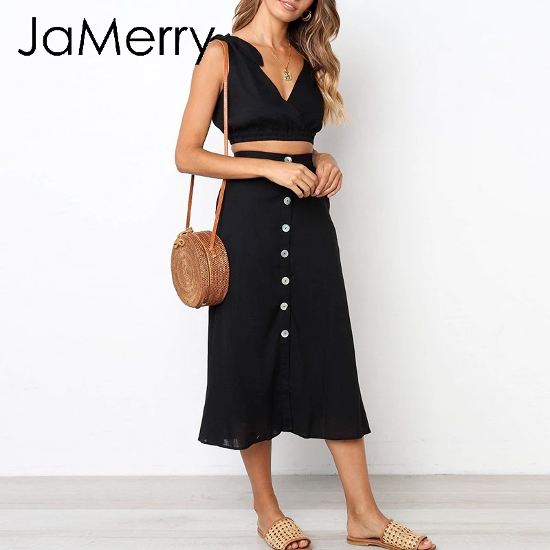 JaMerry винтажный сексуальный комплект из двух частей женское платье Элегантное