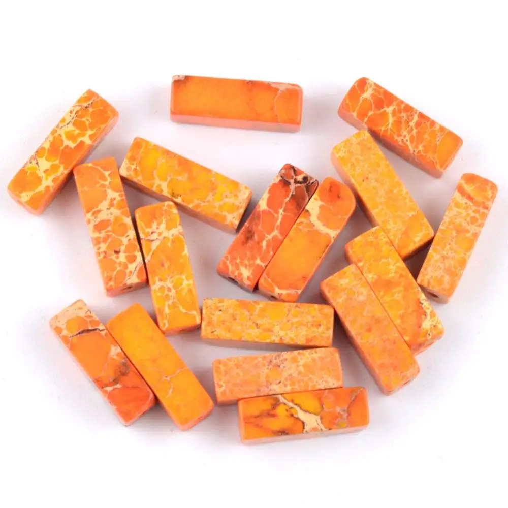 Orange Натуральный морской осадочный Jaspers камень трубки бусины для изготовления ювелирных изделий 4*13 мм Шарм колонна бисера Diy браслет аксессуары - Цвет: Orange