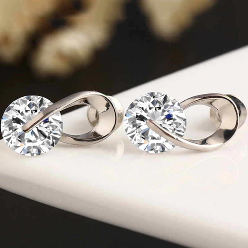 iMucci Fashion Young Lady Jewelry Earring Simple Style Crystal Stud Earrings Spiral Shape Elegant Ornament | Украшения и