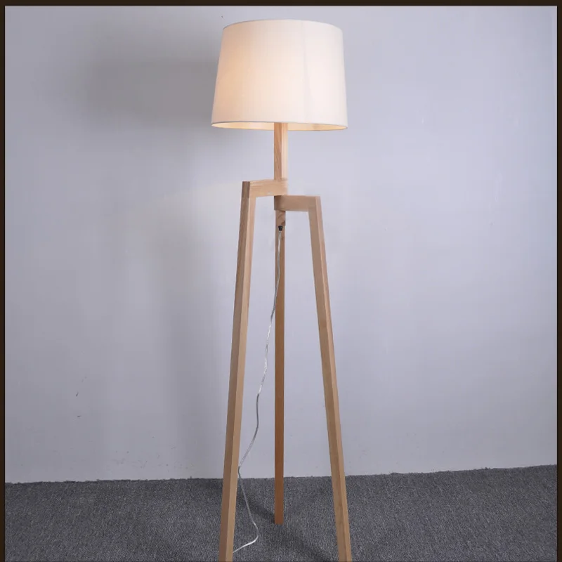 Современная Минималистичная напольная лампа с 3 ножками и деревянным штативом