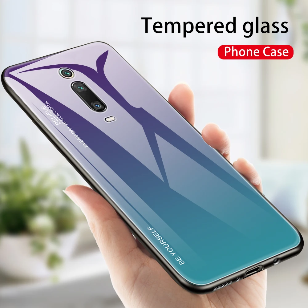 For Xiaomi F1 8 Lite 6 Pro 6X 5X Mix3 9 SE Gradient Tempered Glass Cover on for Redmi Go Note 5 5Plus 6A Note7 k20 7A case |