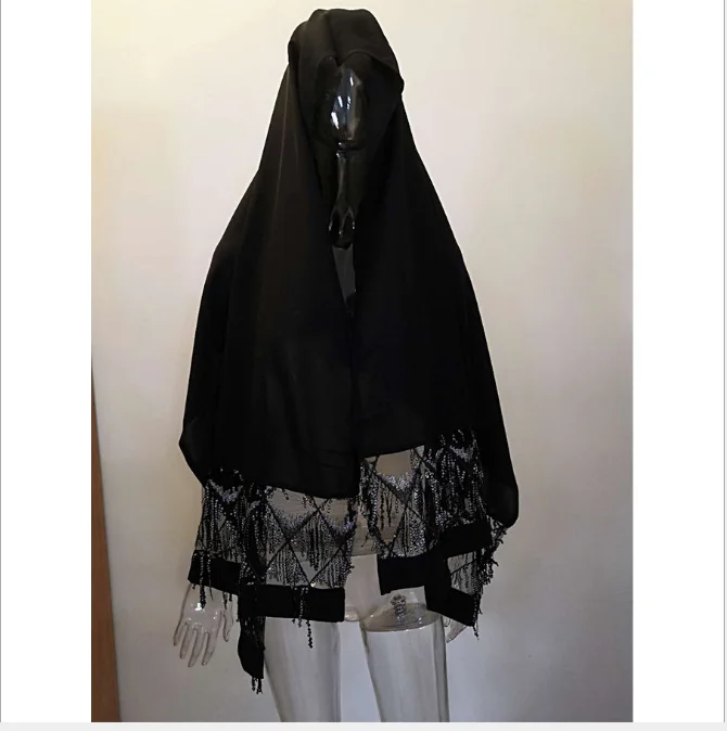 Мусульманский Сетчатое платье с пайетками с Nida ОАЭ abaya Макси платье длинный рукав рубашки длинные халаты Jubah кимоно Рамадан Арабский исламский кафтан ноги Услуги - Цвет: black hijab